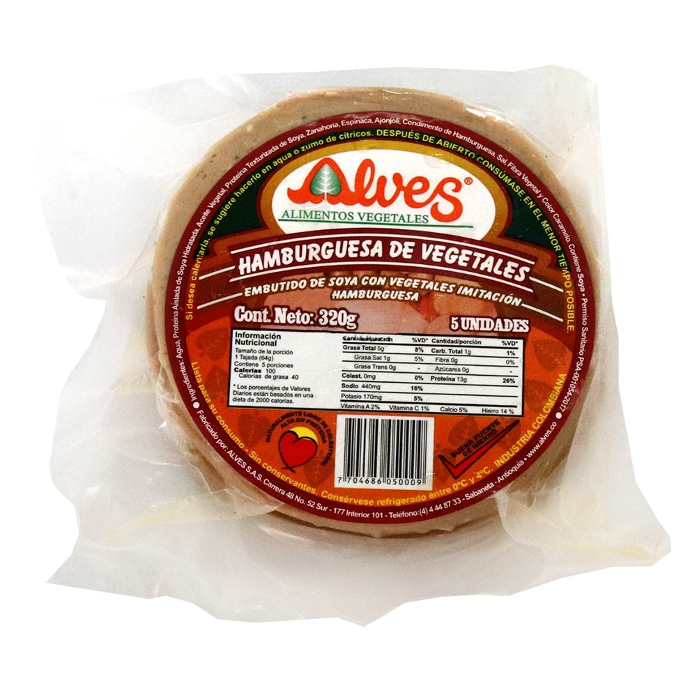 HAMBURGUESA DE VEGETALES ALVES  x 320GR