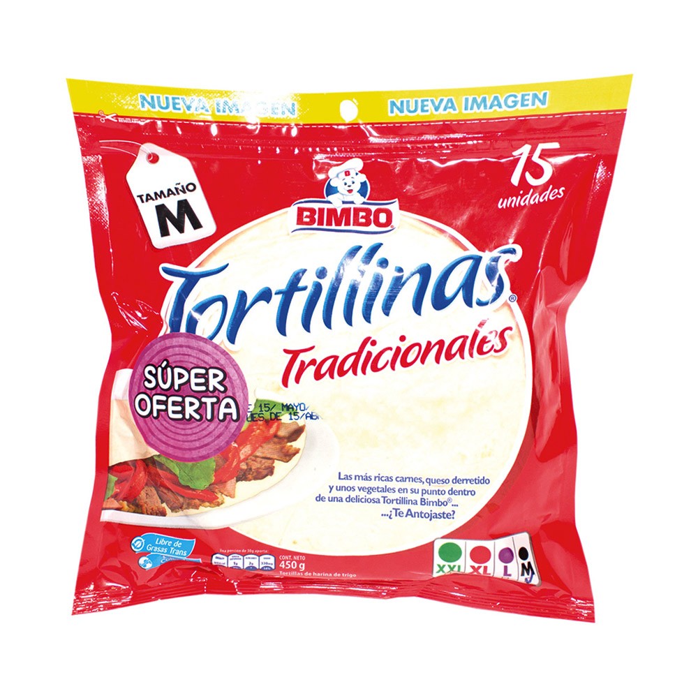 TORTILLA BLANCA BIMBO X15 UND  x 450 GR