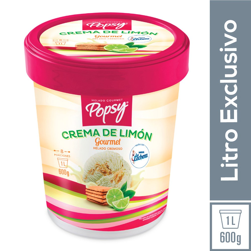 HELADO LITRO CREMA DE LIMON POPSY*600 GR