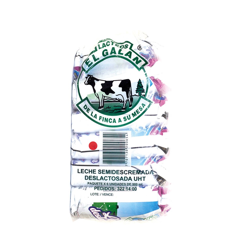 LECHE UHT DESLACTOS EL GALAN*900ML X6UND