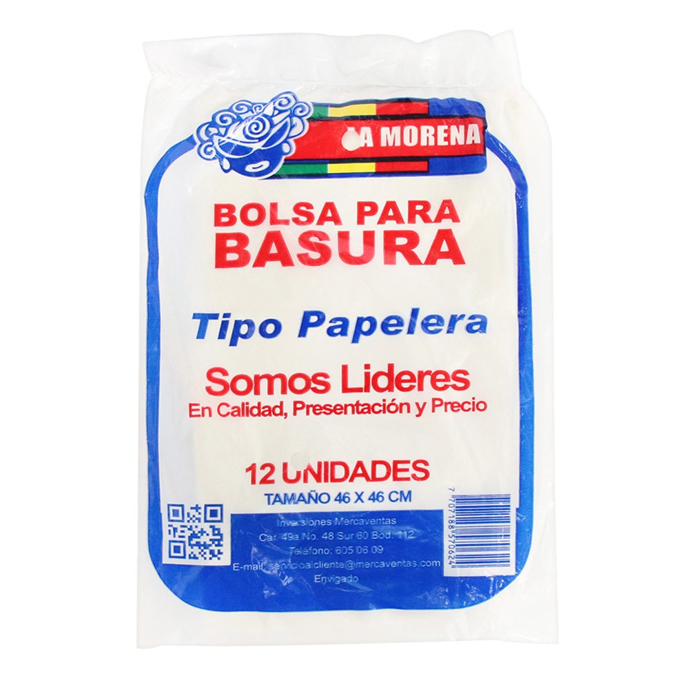 BOLSA BASURA PAPELERA 46X46CM x 12U