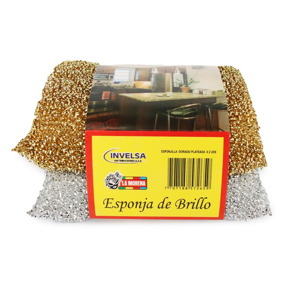ESPONJA DORADA/PLATEADA LA MORENA  x 2U
