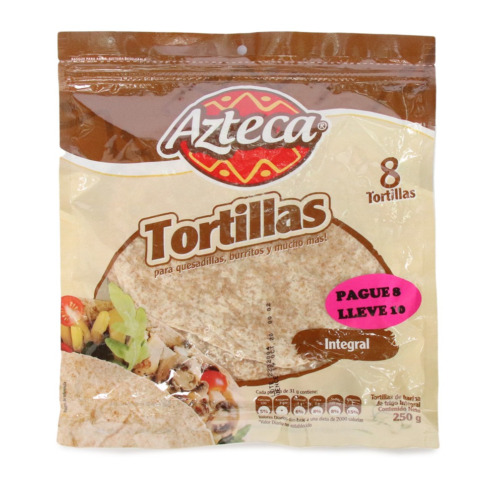 TORTILLA INTEGRAL  AZTEKA 8UND x 250GR
