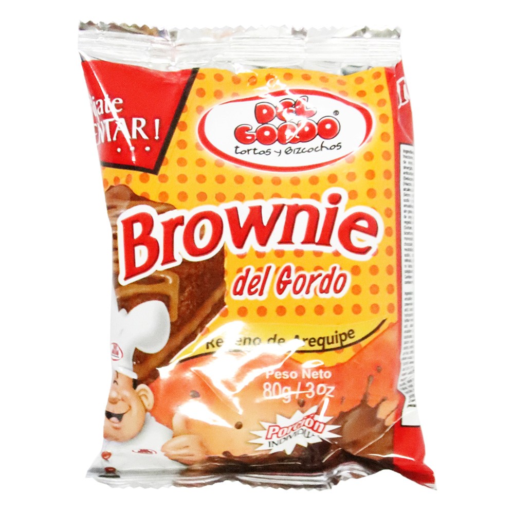 BROWNIE CHOCO AREQUIPE DEL GORDO x 80 GR