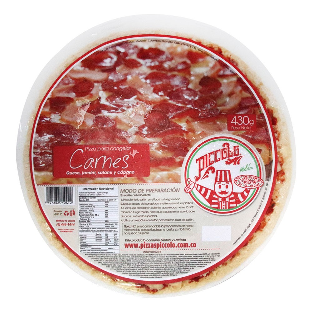 PIZZA DE CARNES PICCOLO  x 430GR