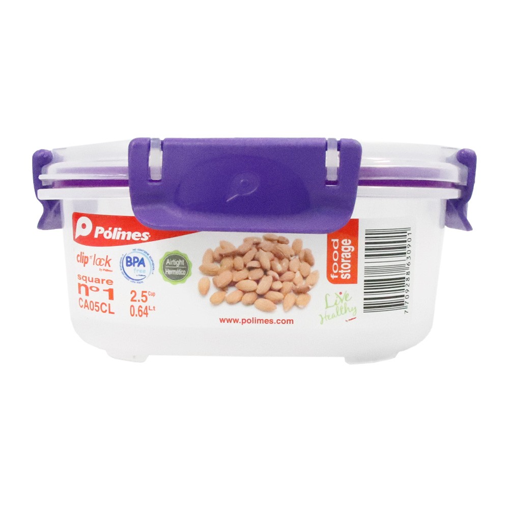 RECIPIENTE CUADRA CLIP & LOCK N1 POLIMES