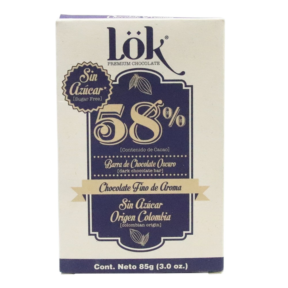 CHOCOLATE LOK 58% CACAO SUGAR FREE*85GR