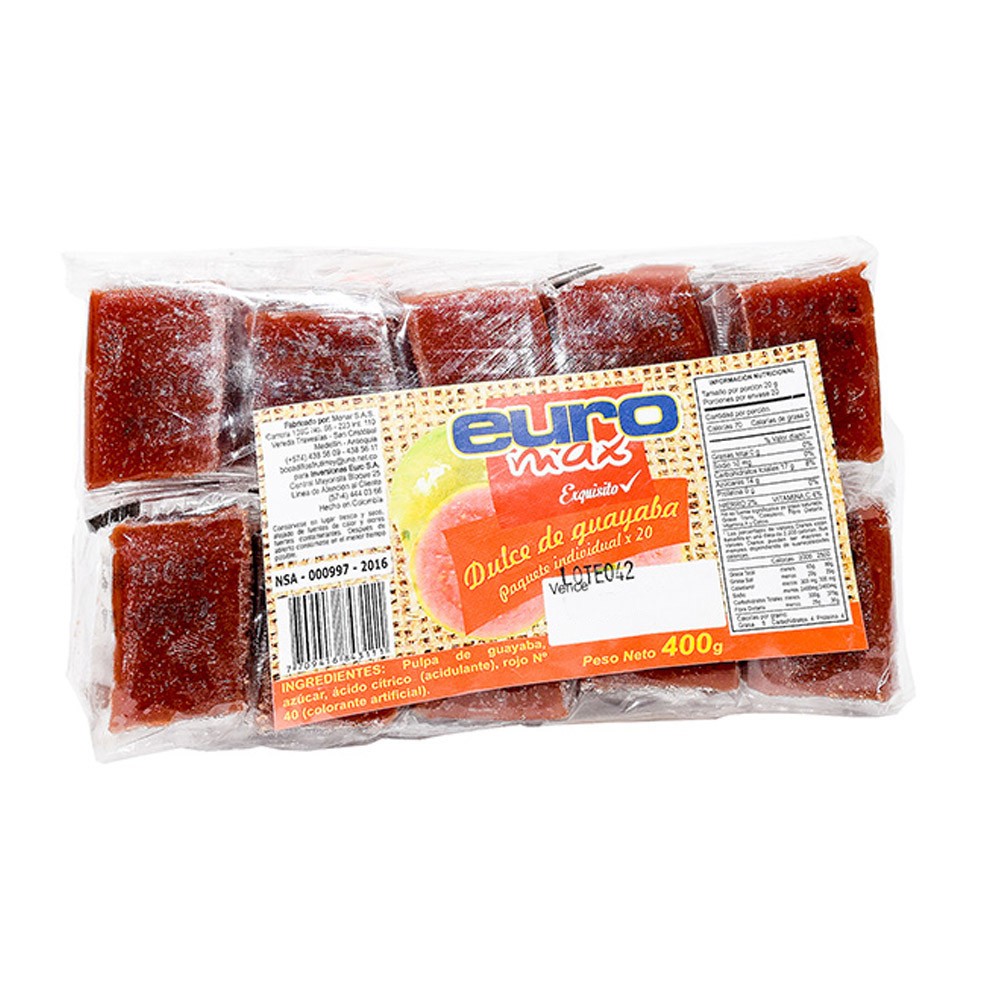 DULCE DE GUAYABA  EUROMAX * 20 UND