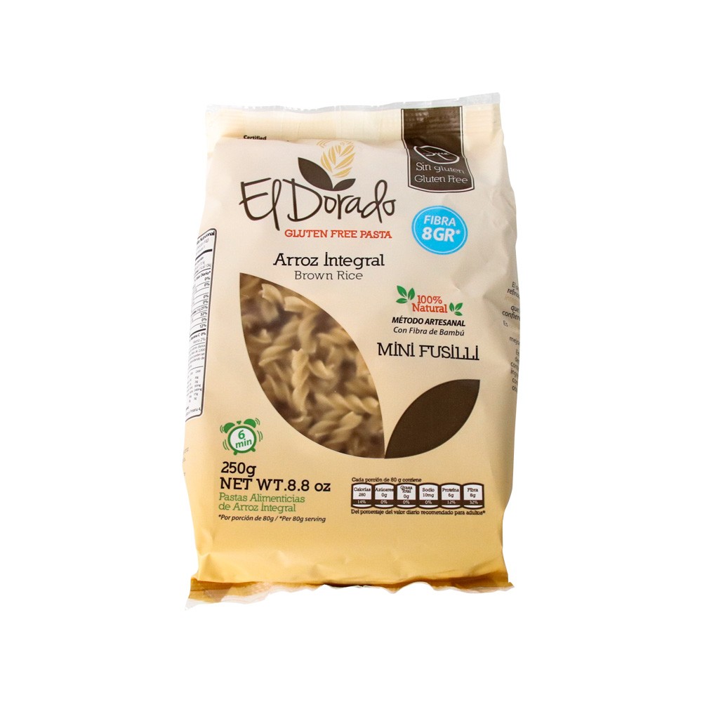MINIFUSILLI DE ARROZ INTEGR DORADO*250GR