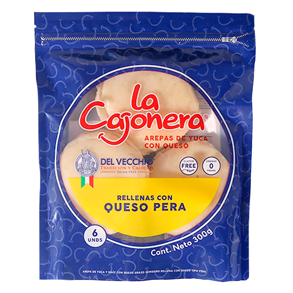 AREPA DE YUCA RELLENA CON QUESO PERA x 6