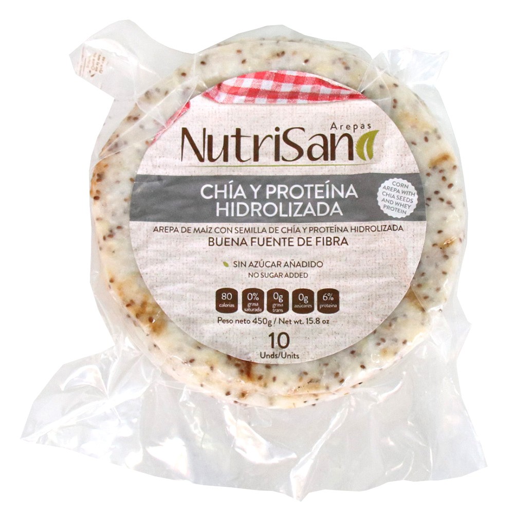 AREPA CHIA CON WHEY PROTEIN  x 10 UND