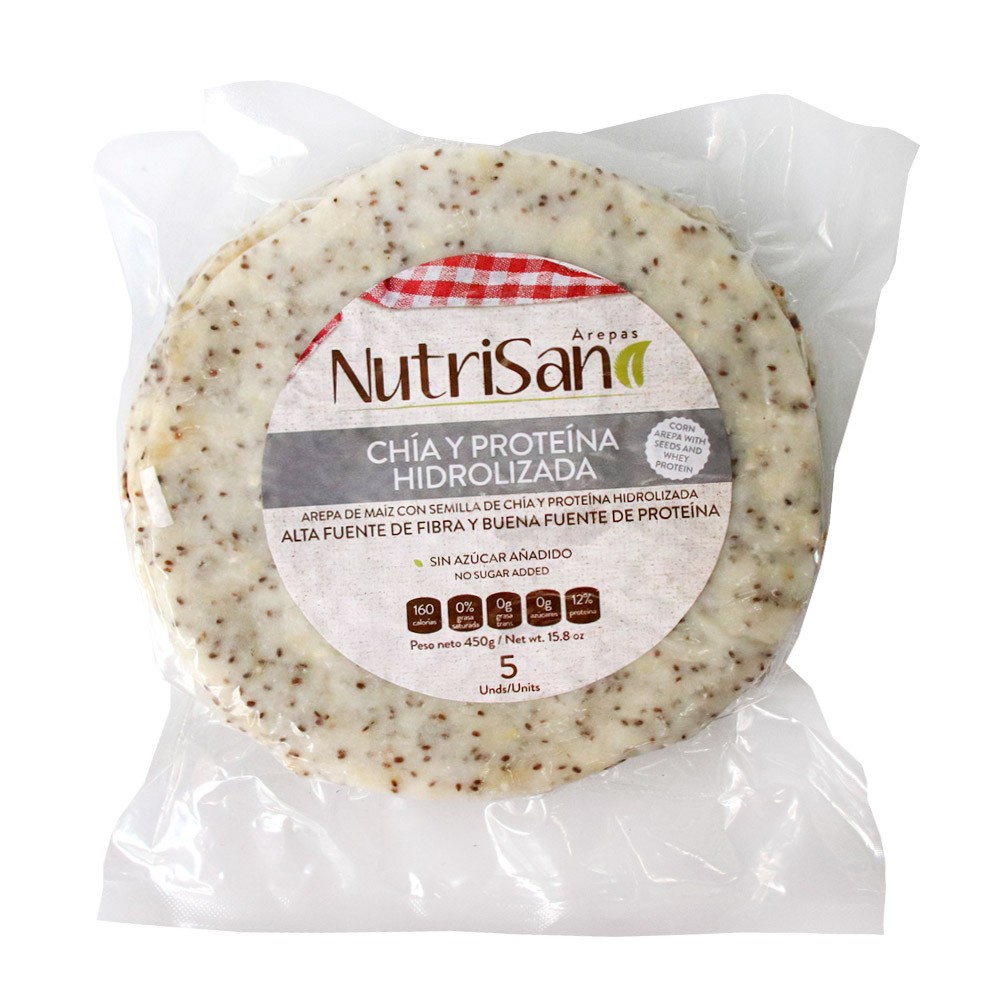 AREPA CHIA CON WHEY PROTEIN x 5 UND