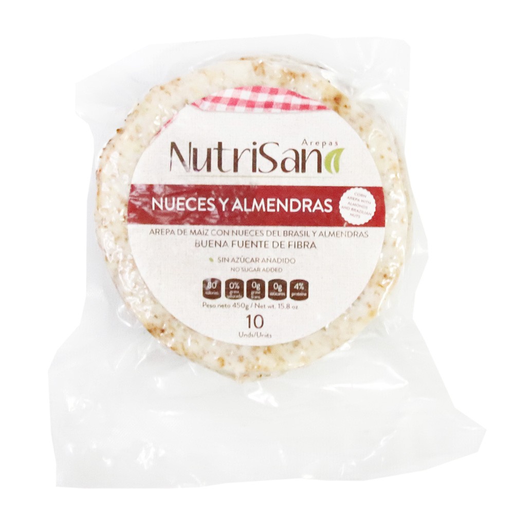 AREPA NUECES Y ALMENDRAS  x 5 UND