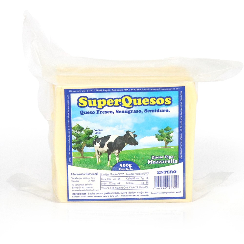 QUESO MOZARELLA ENTERO  x 500GR SQ