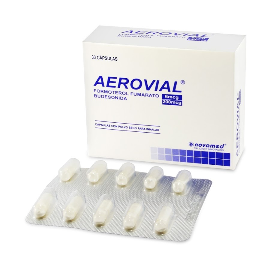 Aerovial 6/200mcg  Cápsulas Caja x30Cap No contiene Inha. Novamed Formoterol Budesonida