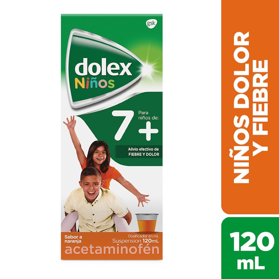 DOLEX Niños 7+ 250mg Suspensión Oral Frasco x120Ml. GSK Acetaminofén