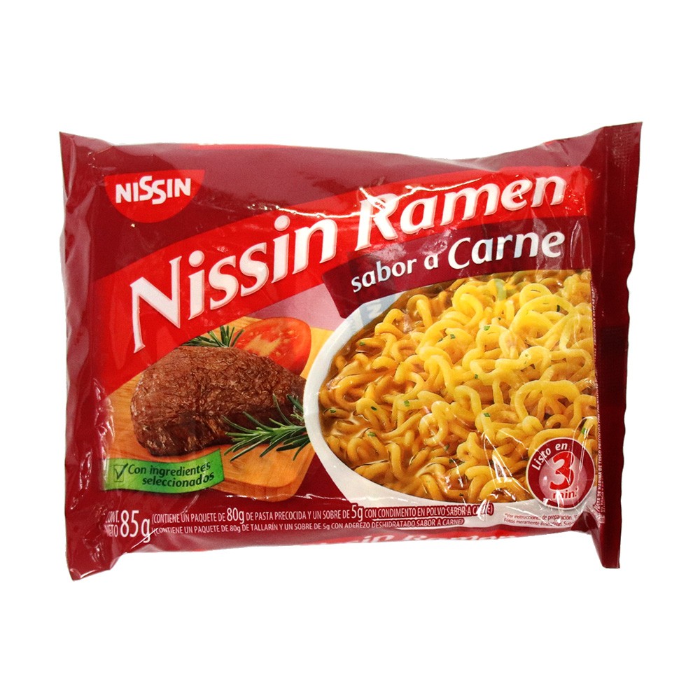 SOPA RAMEN CARNE NISSIN  x  85 GR