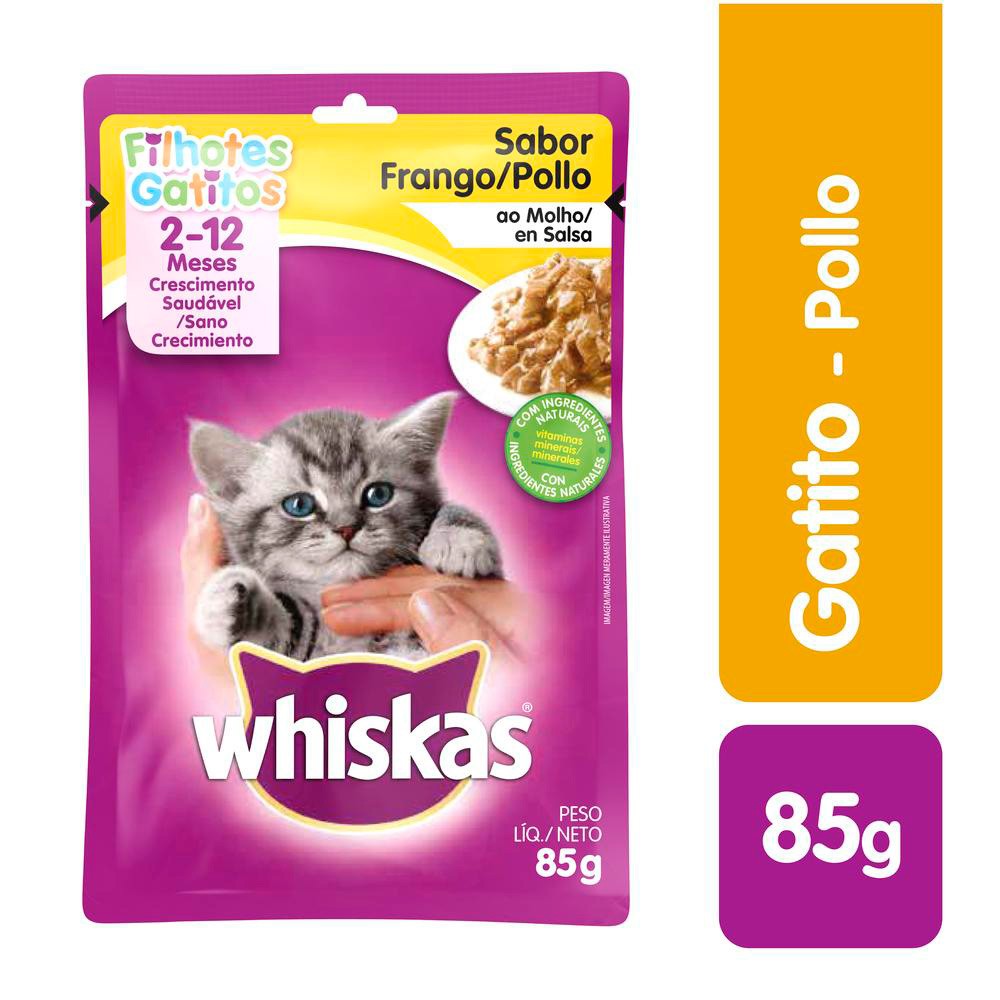 WHISKAS POUCH GATITOS POLLO*85GR