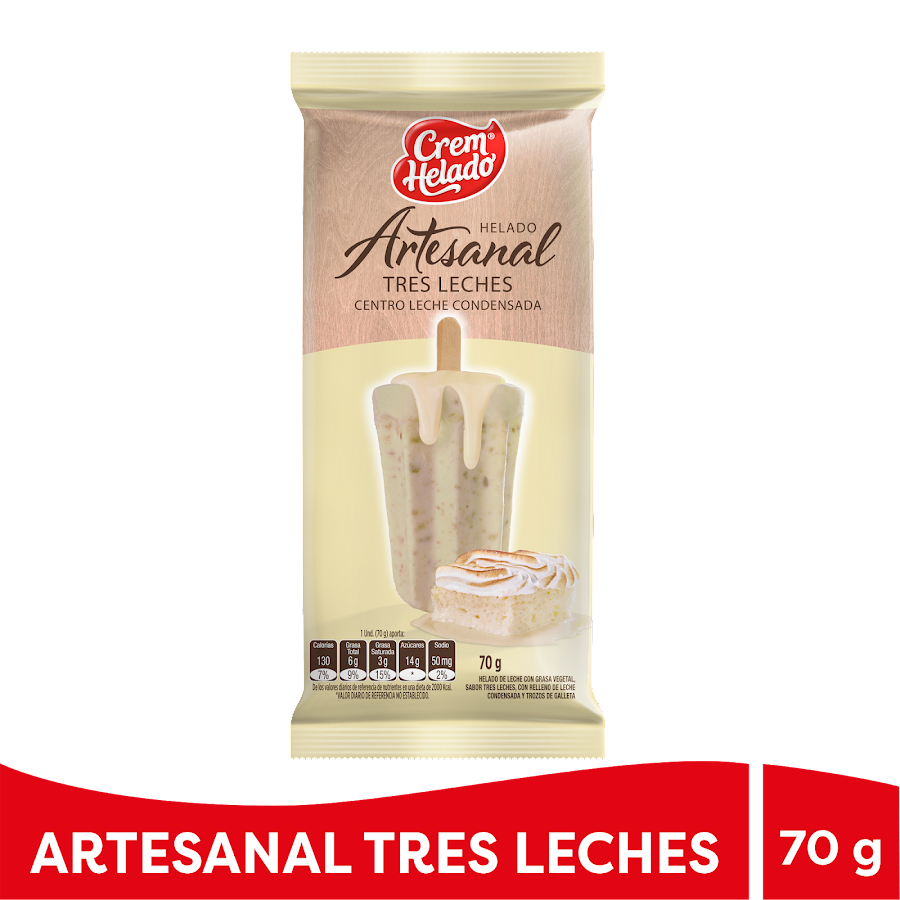 HELADO CREM HELADO ARTESANAL POSTRE DE TRES LECHES X80G.