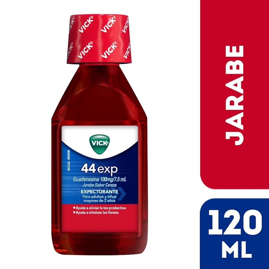 VICK 44 Exp Cereza Jarabe Expectorante Fco. x120Ml. P&G Guaifenesina