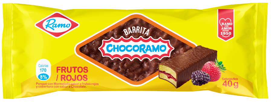 FRACCION BARRA CHOCORRAMO CON MERMELADA F. ROJOS X40G