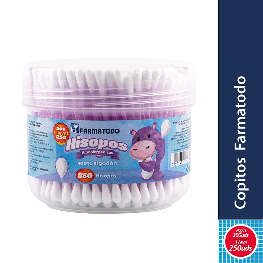 Oferta Copitos Farmatodo Hisopo Hipó alergénico X250Und Pg200 Lev250
