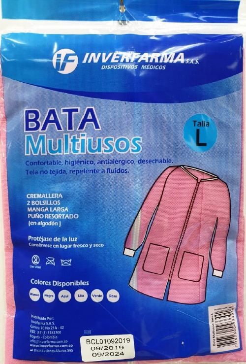 Bata Multiusos Inverfarma Talla L Diferentes Colores Paquete x 1Unidad