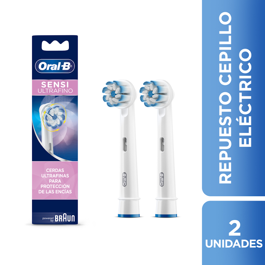 Cabezales de Repuesto Ultra Suave para Cepillo Dental Eléctrico Oral-B Sensi Ultrafino 2 Und