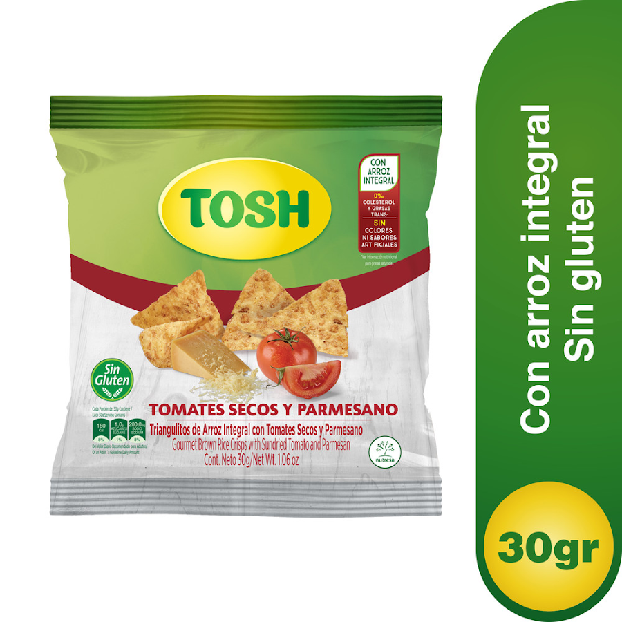 Pasabocas Tosh Arroz Tomate Y Queso Parmesano Paquete X30G.