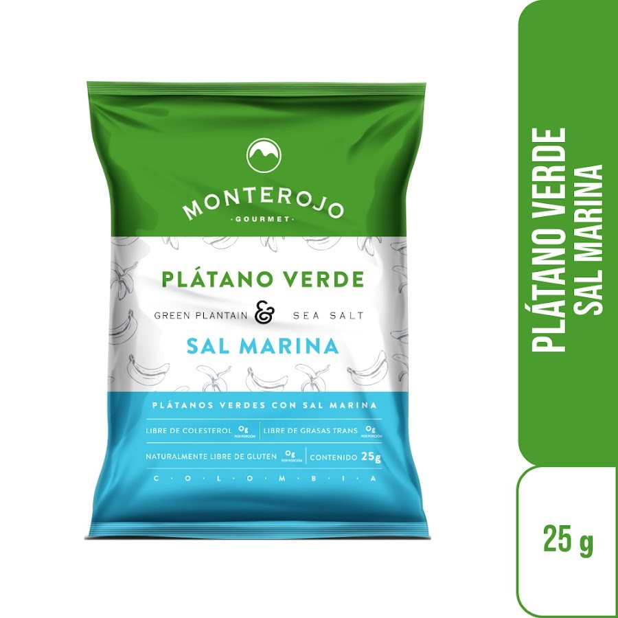 Pasabocas Monterojo Platanos Verdes Sal Marina x 25Gr