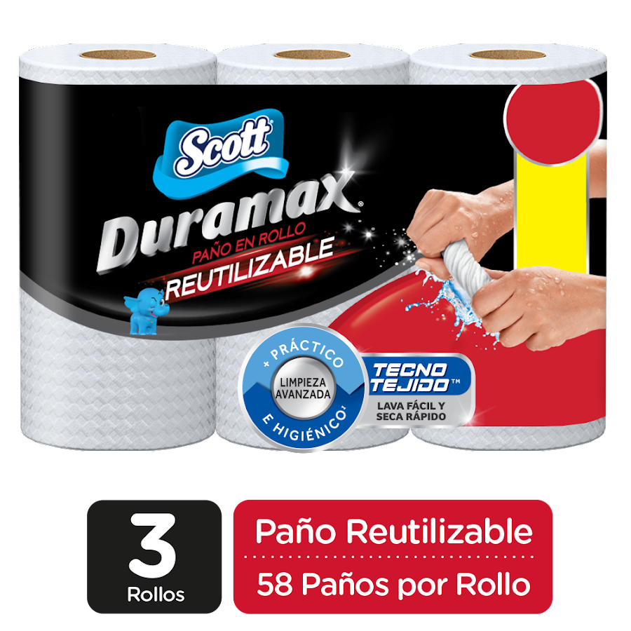 Oferta Toallas Para Cocina Duramax Scott Reutilizables 3 Rollos de 58 Paños c/u