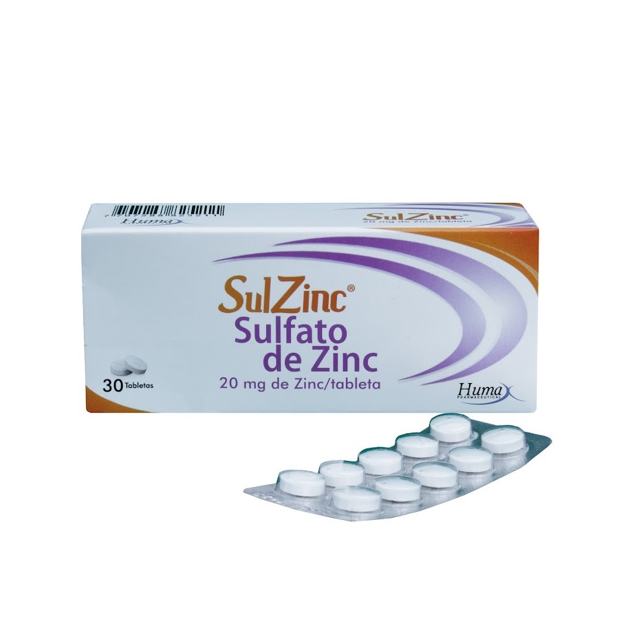 Sulfato de Zinc Sulzinc 20mg Humax x 30 Tabletas