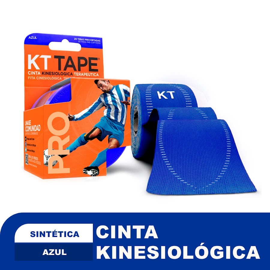 Cinta KT Deportiva Pro Deportiva Elástica Sintética Azul Pre Cortado x20tiras