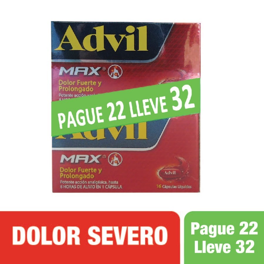 OFERTA  ADVIL MAX CÁPSULAS FRASCOX32CAP WYE IBUPROFENO PG 22 LLEVE32