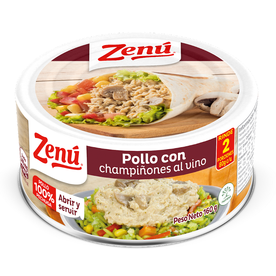 Pollo ZENÚ Pechuga con Champiñones al Vino x160g