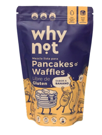 Mezcla Para Pancakes Y Waffles Why Not Sabor A Banano x 300Gr