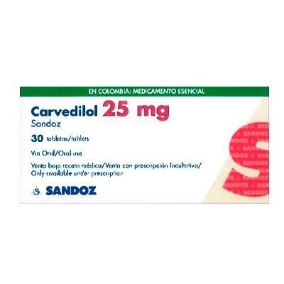 Carvedilol Sandoz 25Mg Tabletas Caja X30Tab.