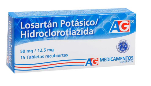 Losartan Potasico 50Mg Hidroclorotiazida 12.5Mg AG Caja x 15Tab