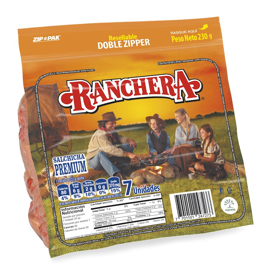 SALCHICHA RANCHERA PREMIUM X230G. X7UND.