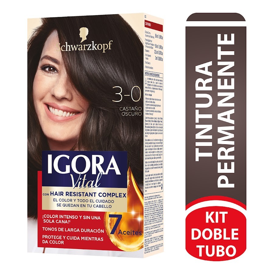 TINTE SCHWARZKOPF IGORA VITAL CASTAÑO OSCURO N2/3-0 X50ML X2