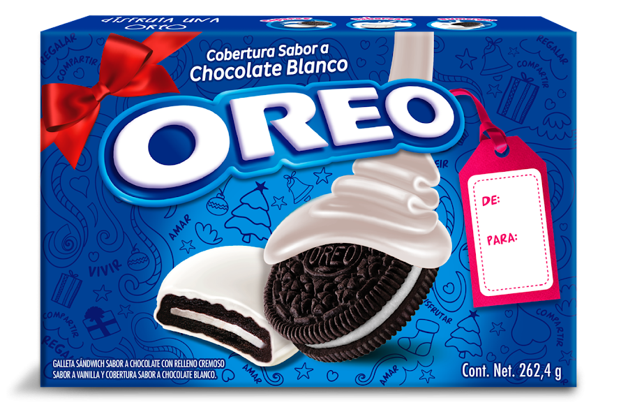 $Galletas Oreo Cobertura Chocolate Blanco Navidad  X262 gr