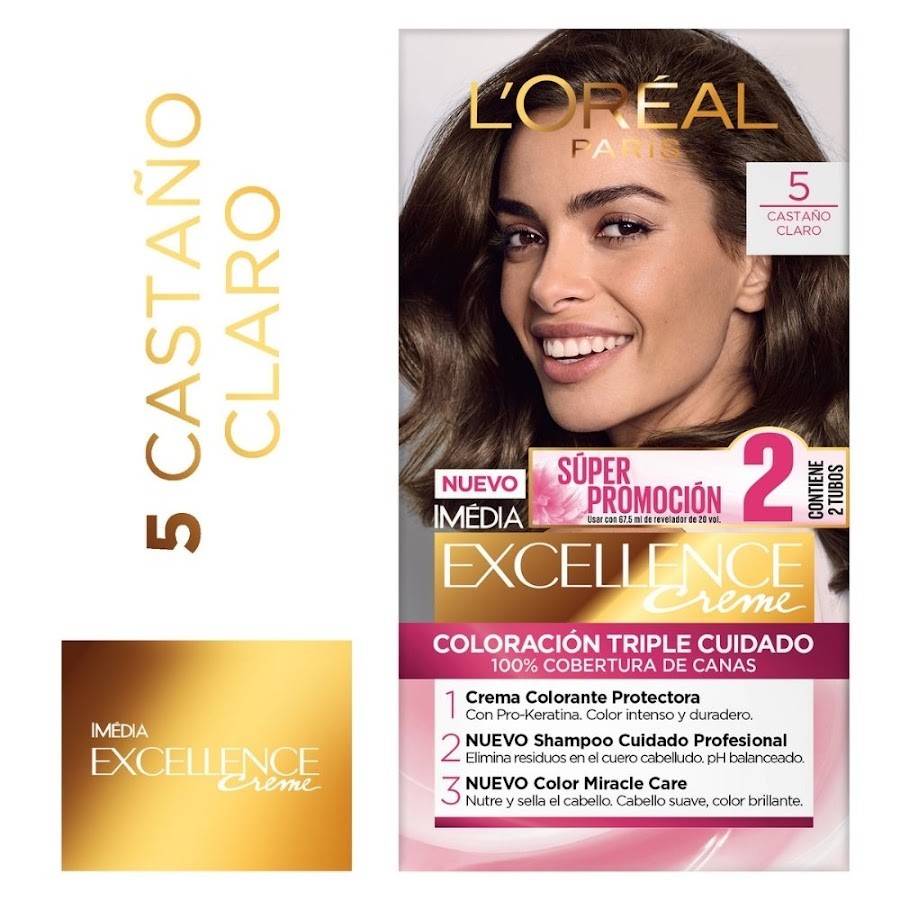 Oferta L´OREAL EXCELLENCE CREME Castaño Claro 5 Prom. Especial x2tub