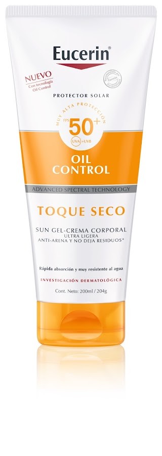 Protector Solar Eucerin en Gel-Crema Corporal Oil Control FPS 50+ Toque Seco x 200Ml