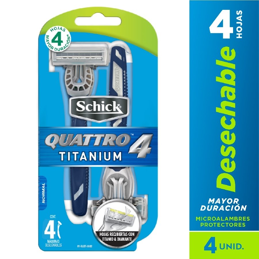 Maquina de Afeitar Schick Quattro4 Titanium x 4Und