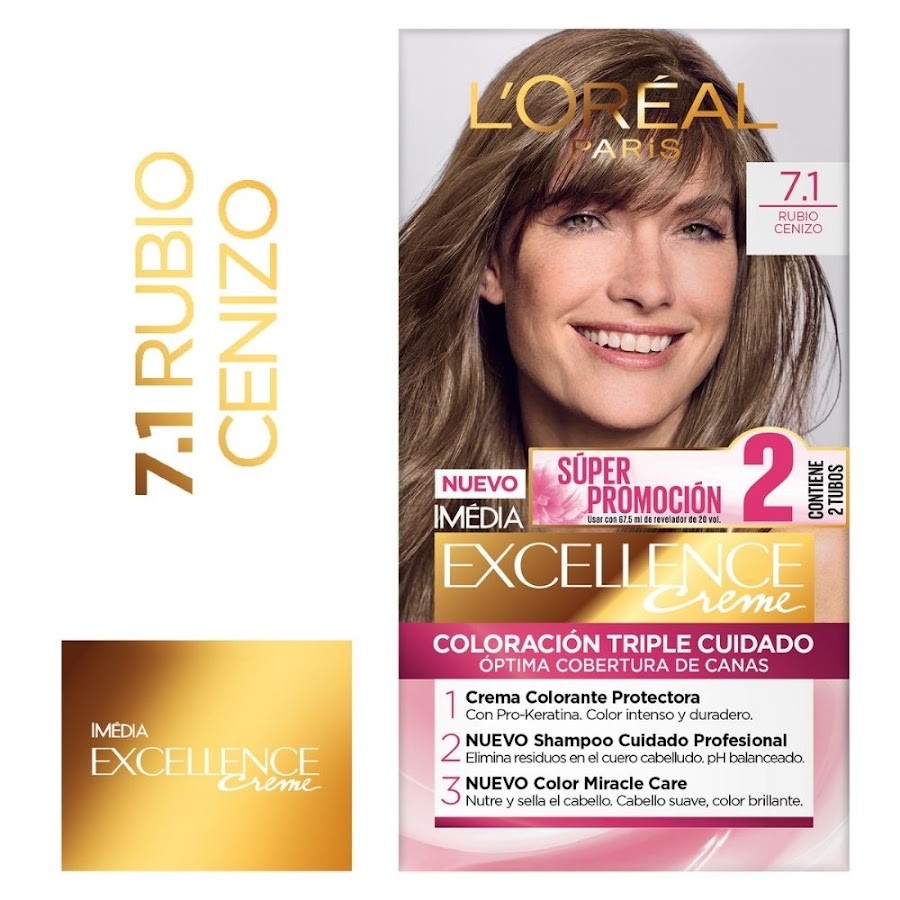 OFERTA L´OREAL EXCELLENCE CREME RUBIO CENIZA 7.1 PROM. ESPECIALX2TUB