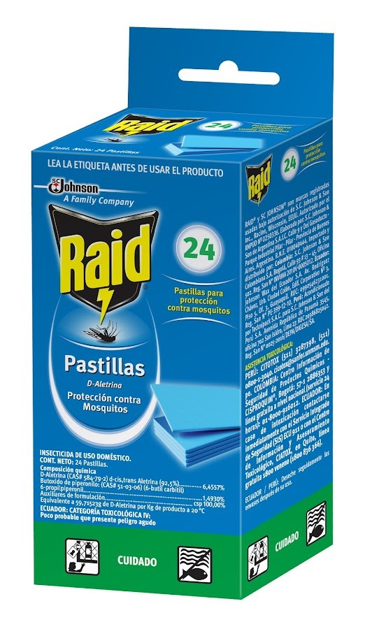 Insecticida Raid Contra Mosquitos x 24 Pastillas
