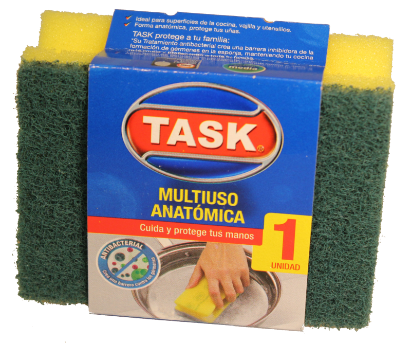 Esponja Absorbente Task con Fibra Abrasiva verde x 1Und