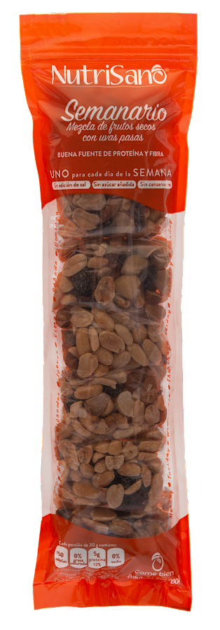 Mezcla de Frutos Secos con Uvas Pasas Nutrisano x 30gr
