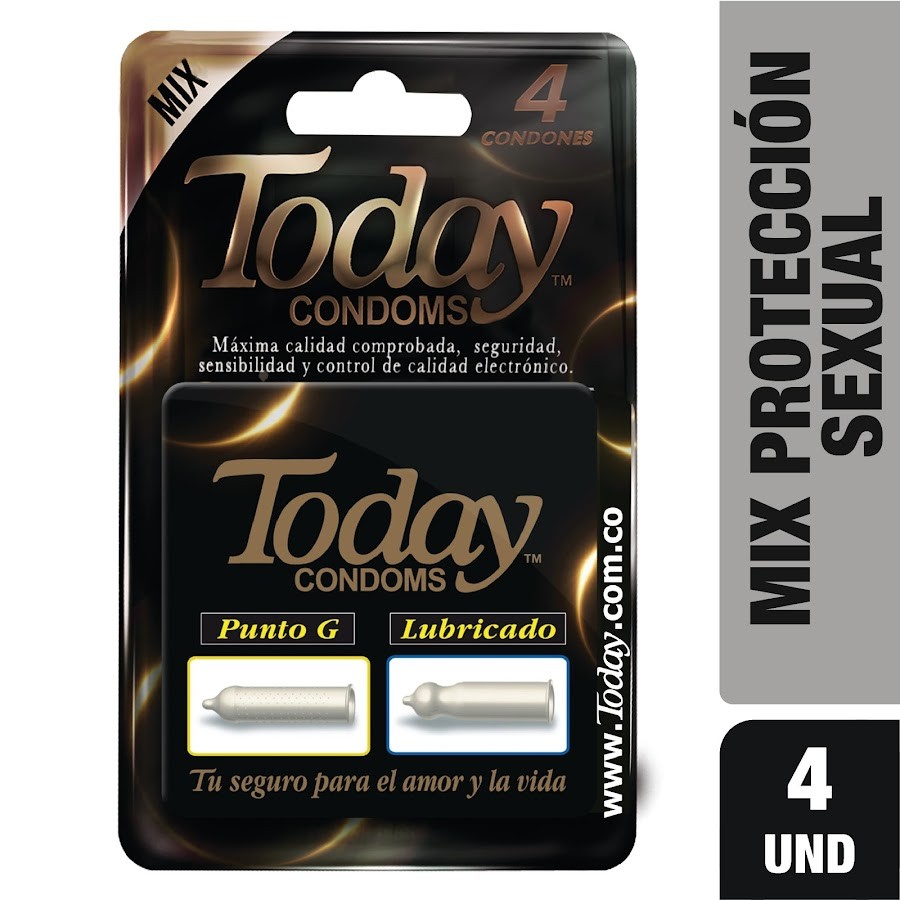 Condones Today Mix Punto G + Today Lubricado X 4 Unidades