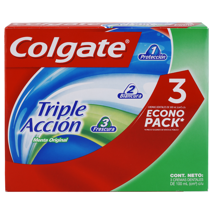 Oferta Crema Dental COLGATE Triple Acción Menta 100Ml EconoPack x3Und